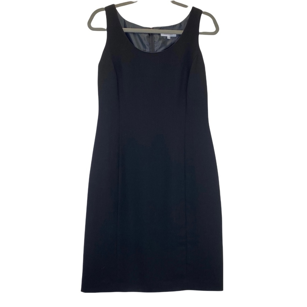 Calvin Klein Sheath Dress Women's 4 Black Sleeveless Seam Front Round Neck